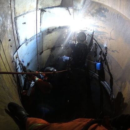 Soudure dans un silo sur corde